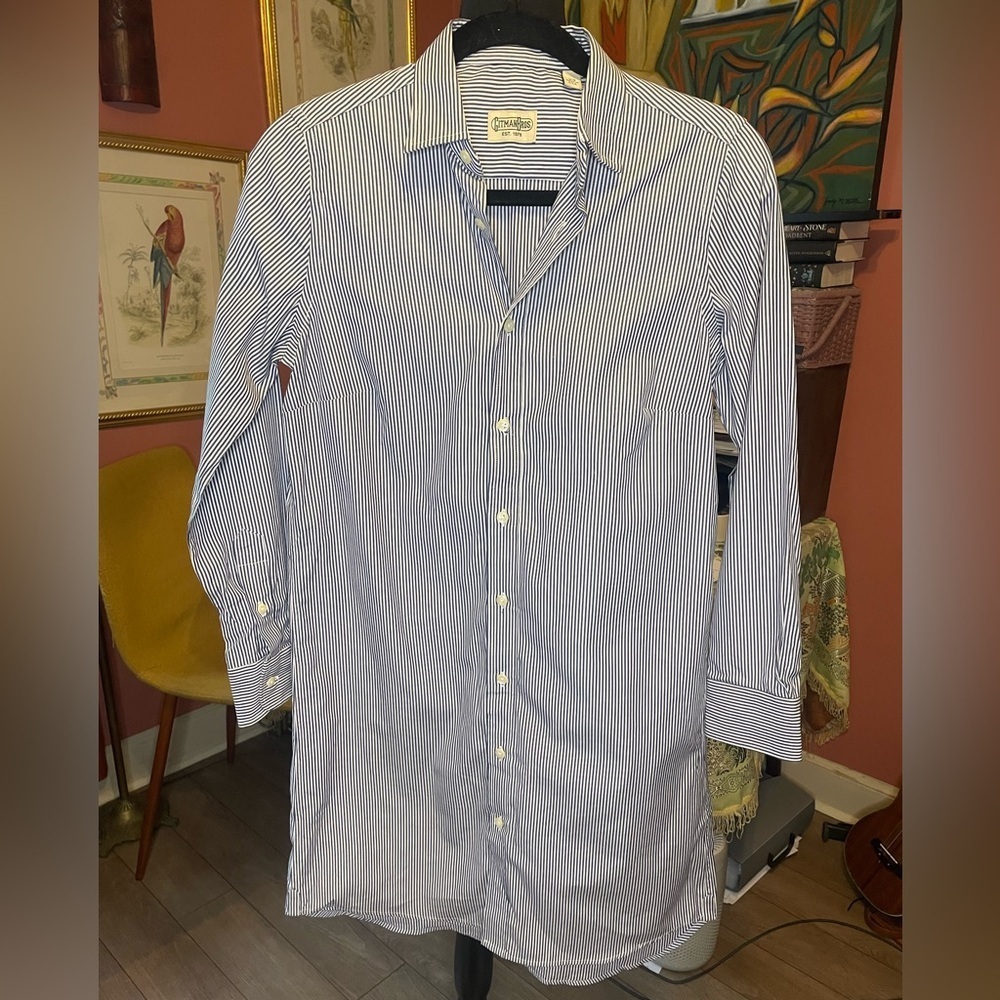 Gitman Brothers Women’s Blue Striped Cotton Shirt Dress. Size XS Retail $250+